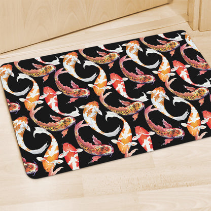 Watercolor Koi Carp Fish Pattern Print Polyester Doormat