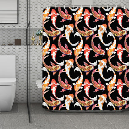 Watercolor Koi Carp Fish Pattern Print Polyester Shower Curtain