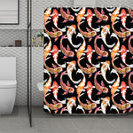 Watercolor Koi Carp Fish Pattern Print Polyester Shower Curtain