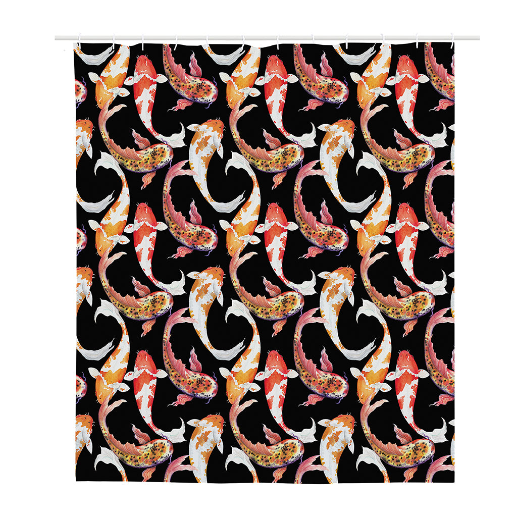 Watercolor Koi Carp Fish Pattern Print Polyester Shower Curtain