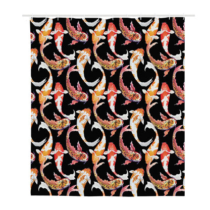 Watercolor Koi Carp Fish Pattern Print Polyester Shower Curtain