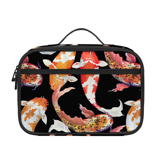 Watercolor Koi Carp Fish Pattern Print Portable Lunch Bag
