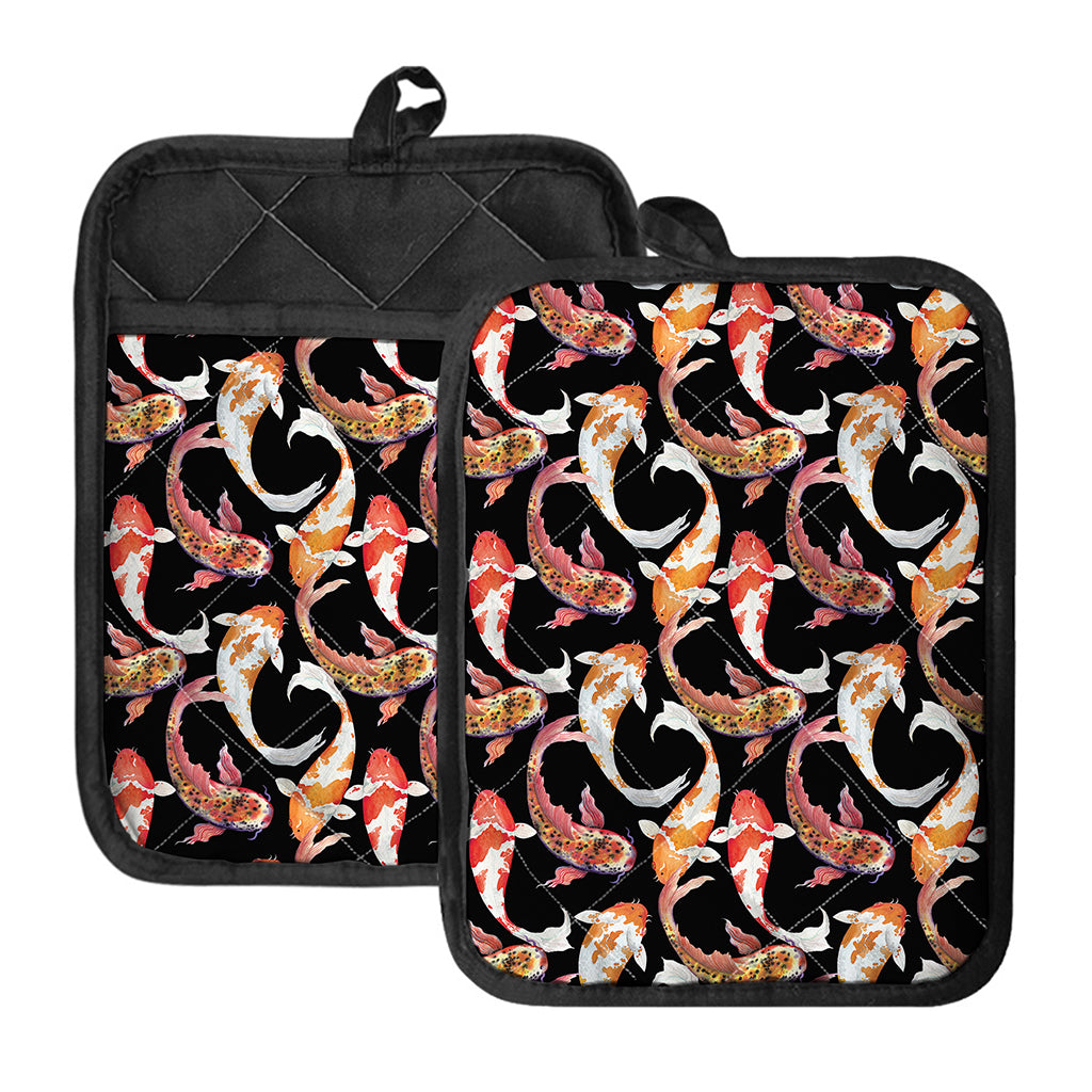 Watercolor Koi Carp Fish Pattern Print Pot Holders With Pocket