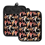 Watercolor Koi Carp Fish Pattern Print Pot Holders With Pocket