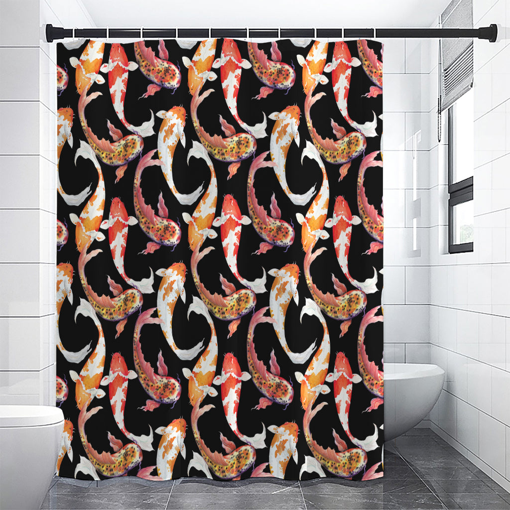 Watercolor Koi Carp Fish Pattern Print Premium Shower Curtain