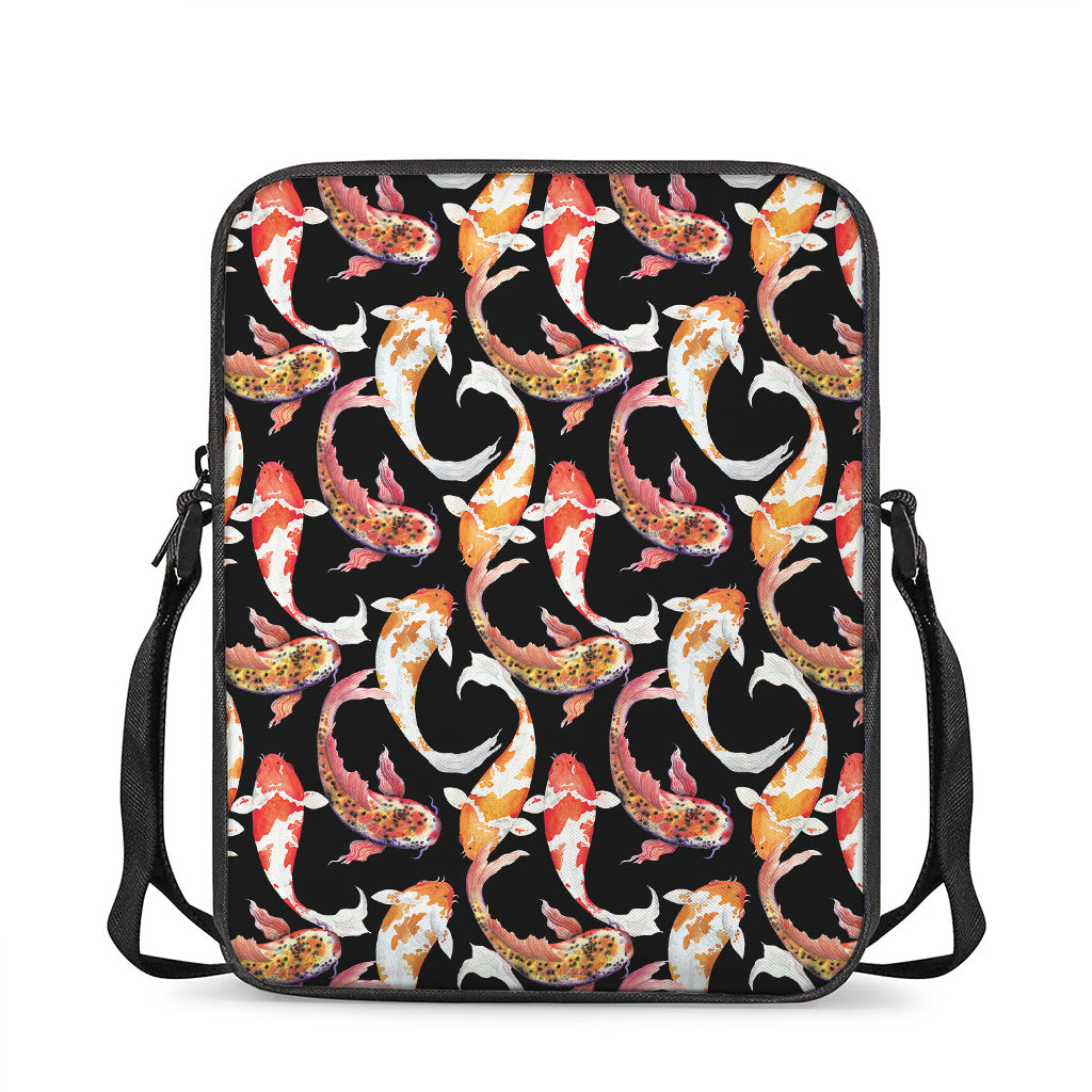 Watercolor Koi Carp Fish Pattern Print Rectangular Crossbody Bag