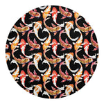 Watercolor Koi Carp Fish Pattern Print Round Blanket