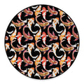 Watercolor Koi Carp Fish Pattern Print Round Floor Mat