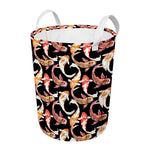 Watercolor Koi Carp Fish Pattern Print Round Laundry Basket