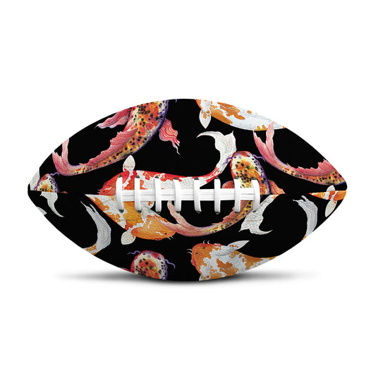 Watercolor Koi Carp Fish Pattern Print Rugby Ball
