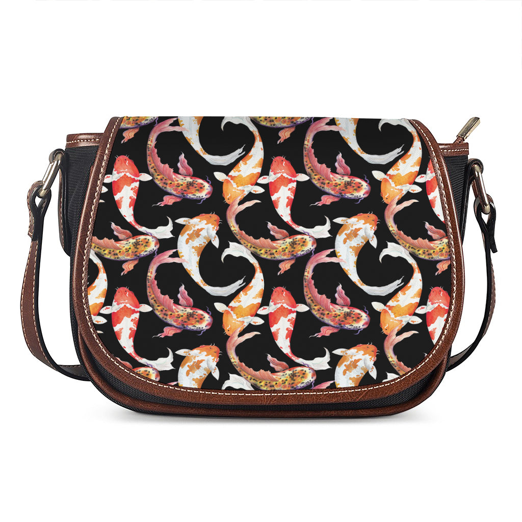 Watercolor Koi Carp Fish Pattern Print Saddle Bag