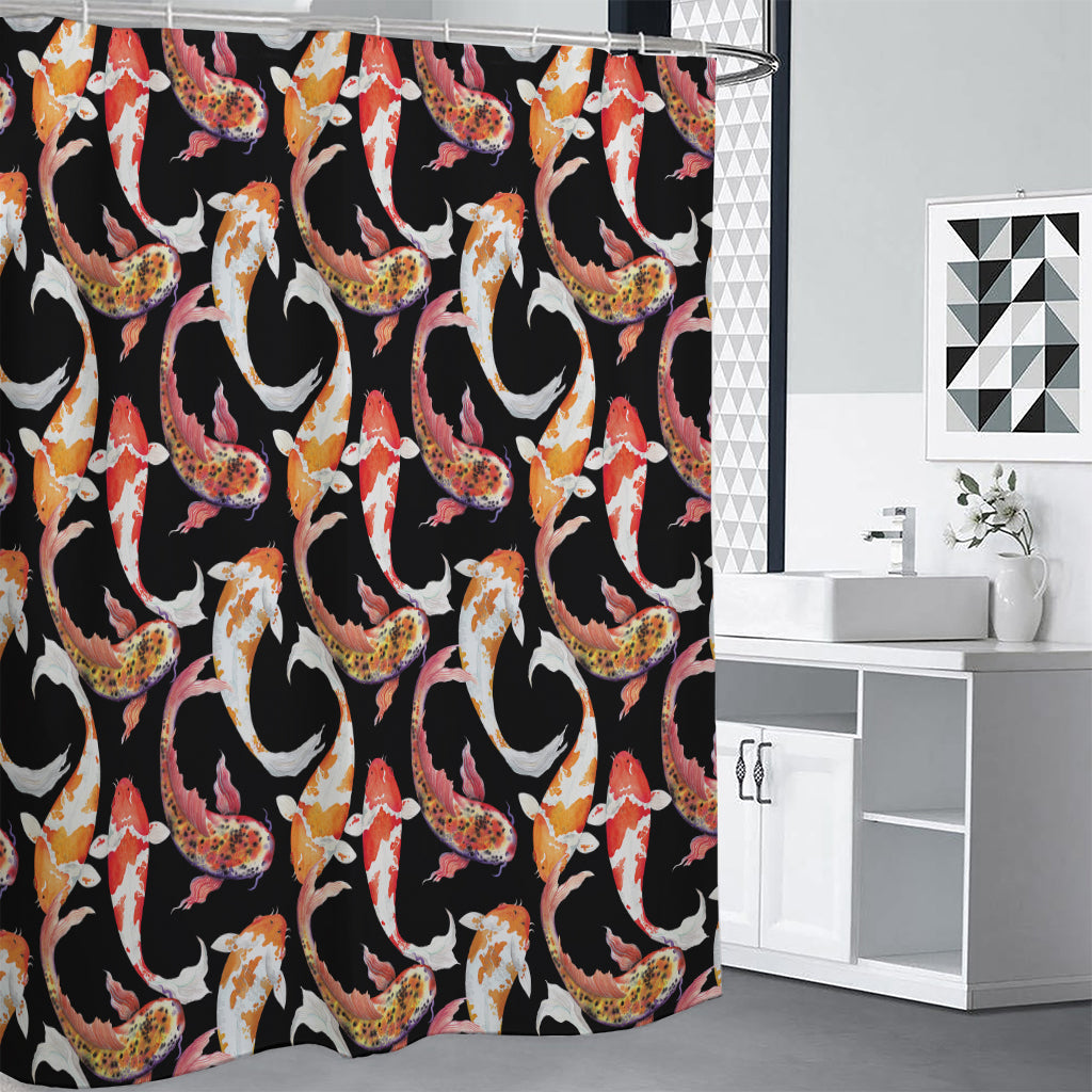 Watercolor Koi Carp Fish Pattern Print Shower Curtain