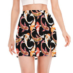Watercolor Koi Carp Fish Pattern Print Side Slit Mini Skirt