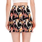 Watercolor Koi Carp Fish Pattern Print Side Slit Mini Skirt