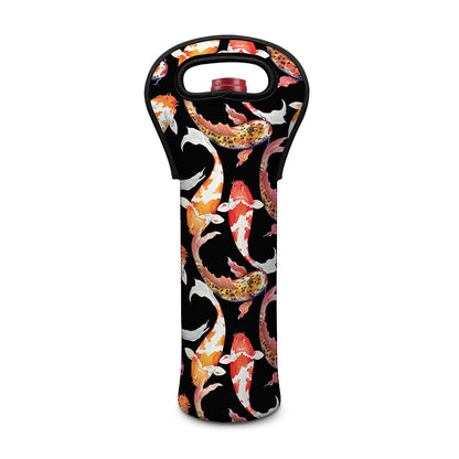 Watercolor Koi Carp Fish Pattern Print Single Neoprene Wine Tote