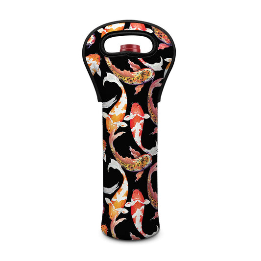 Watercolor Koi Carp Fish Pattern Print Single Neoprene Wine Tote