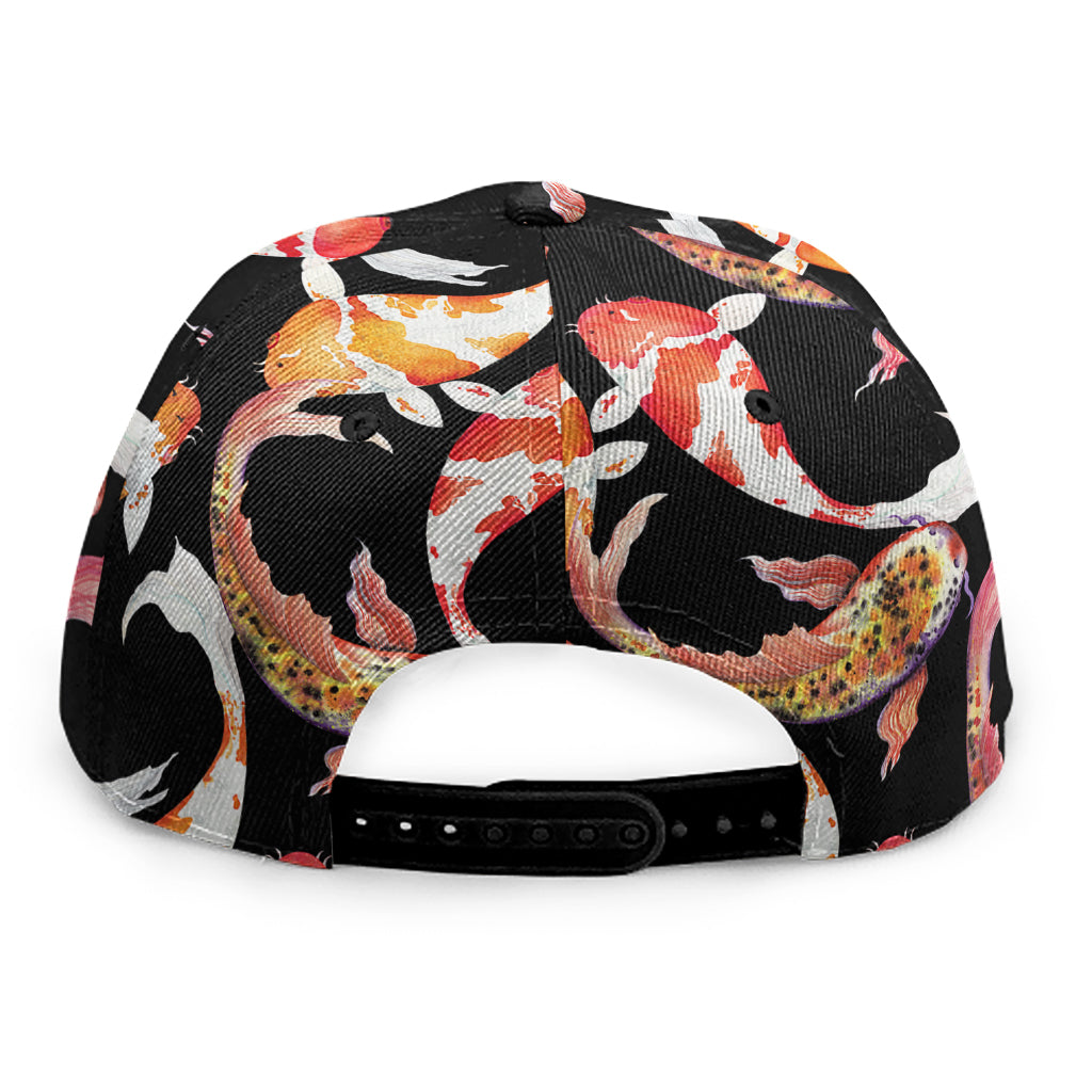 Watercolor Koi Carp Fish Pattern Print Snapback Cap