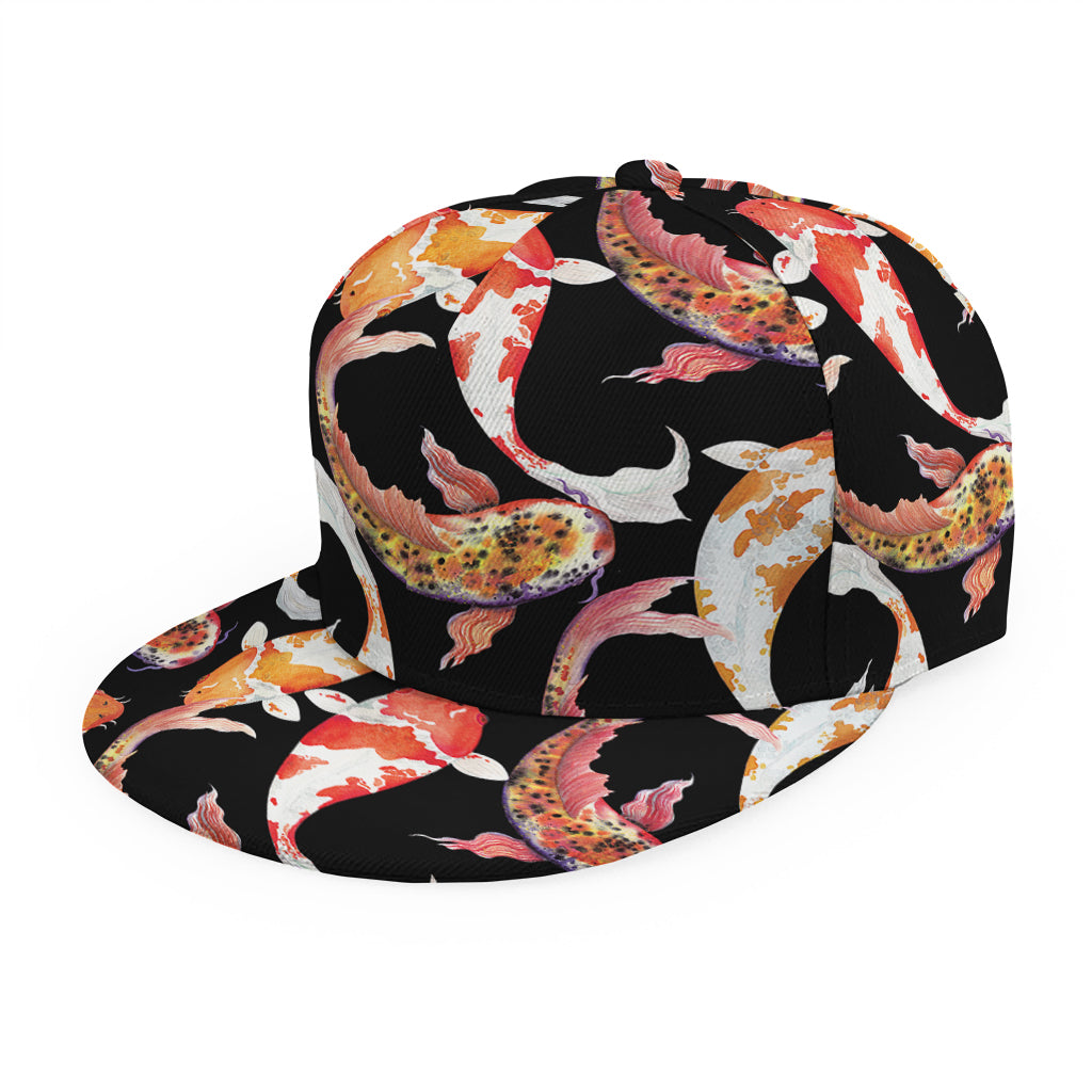 Watercolor Koi Carp Fish Pattern Print Snapback Cap