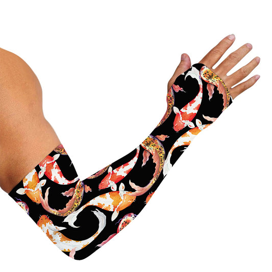 Watercolor Koi Carp Fish Pattern Print Sun Protection Arm Sleeves