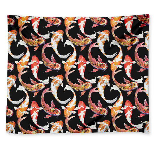 Watercolor Koi Carp Fish Pattern Print Tapestry