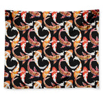 Watercolor Koi Carp Fish Pattern Print Tapestry