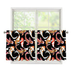 Watercolor Koi Carp Fish Pattern Print Tier Curtains
