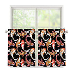 Watercolor Koi Carp Fish Pattern Print Tier Curtains