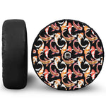 Watercolor Koi Carp Fish Pattern Print Tire Cover With Camera Hole