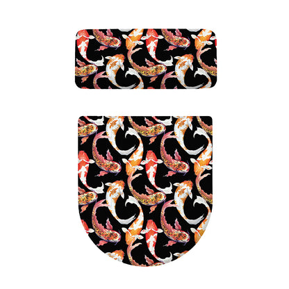 Watercolor Koi Carp Fish Pattern Print Toilet Lid And Tank Cover Set