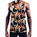 Watercolor Koi Carp Fish Pattern Print Men's Workout Tank Top
