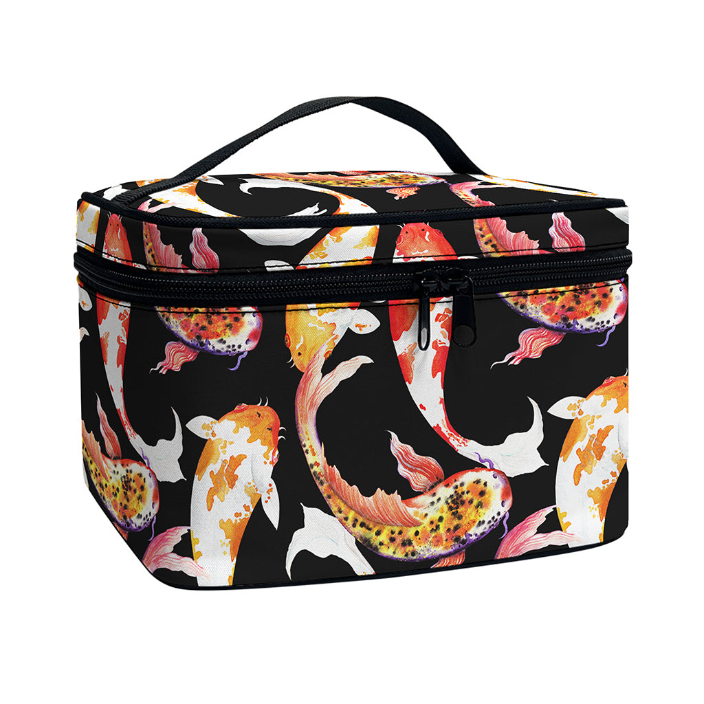 Watercolor Koi Carp Fish Pattern Print Travel Makeup Bag