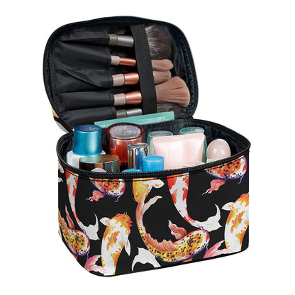 Watercolor Koi Carp Fish Pattern Print Travel Makeup Bag