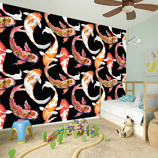 Watercolor Koi Carp Fish Pattern Print Wall Sticker