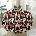 Watercolor Koi Carp Fish Pattern Print Waterproof Round Tablecloth