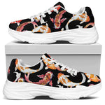 Watercolor Koi Carp Fish Pattern Print White Chunky Shoes