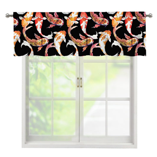 Watercolor Koi Carp Fish Pattern Print Window Valance