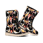 Watercolor Koi Carp Fish Pattern Print Winter Boots
