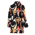 Watercolor Koi Carp Fish Pattern Print Women's Bathrobe