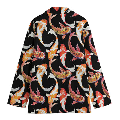 Watercolor Koi Carp Fish Pattern Print Women's Blazer