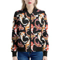 Watercolor Koi Carp Fish Pattern Print Women's Bomber Jacket