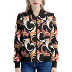 Watercolor Koi Carp Fish Pattern Print Women's Bomber Jacket
