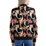 Watercolor Koi Carp Fish Pattern Print Women's Bomber Jacket