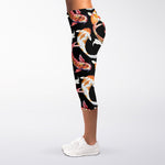 Watercolor Koi Carp Fish Pattern Print Women's Capri Leggings