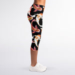 Watercolor Koi Carp Fish Pattern Print Women's Capri Leggings