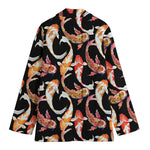 Watercolor Koi Carp Fish Pattern Print Women's Cotton Blazer