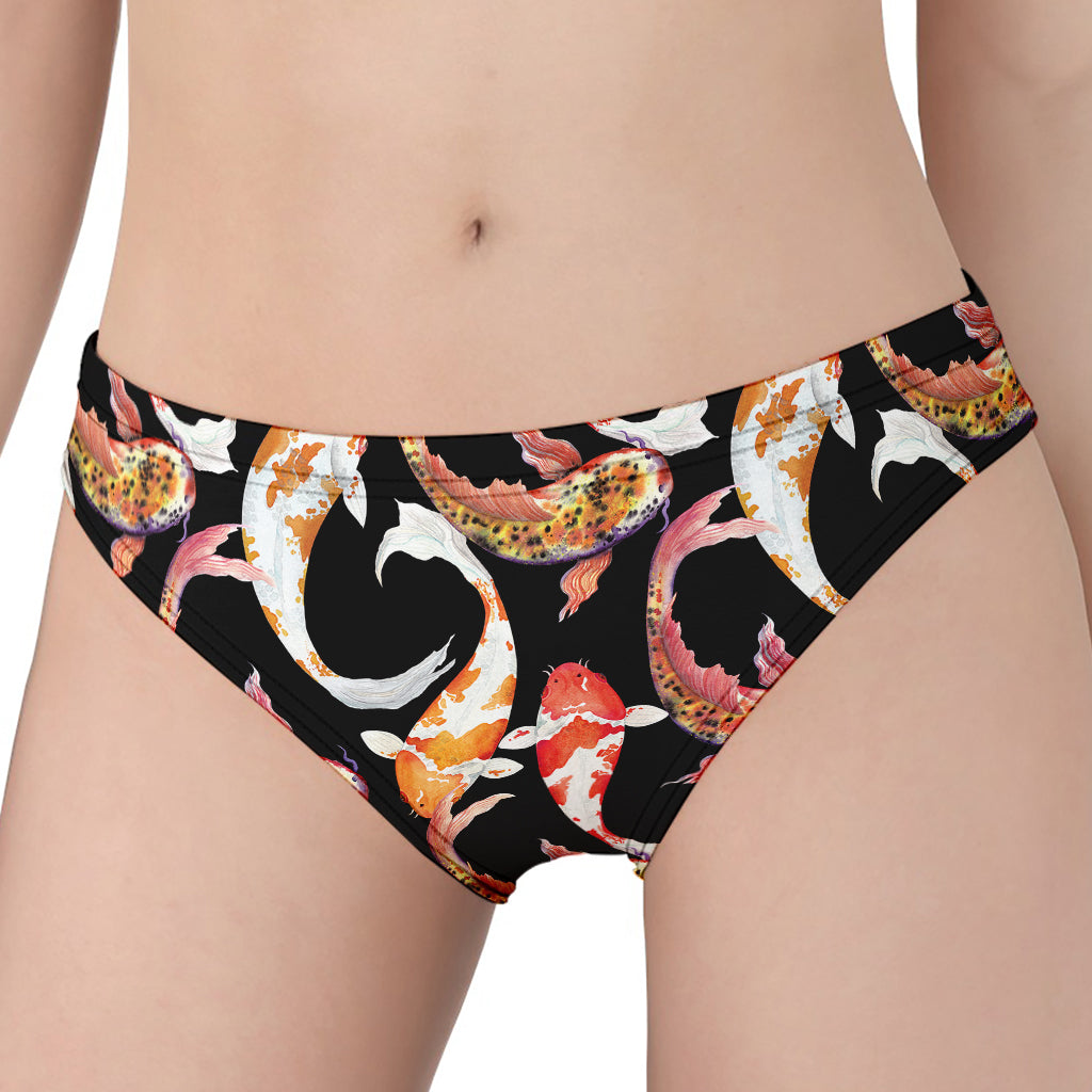 Watercolor Koi Carp Fish Pattern Print Women's Panties