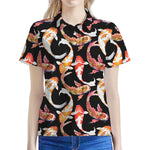 Watercolor Koi Carp Fish Pattern Print Women's Polo Shirt