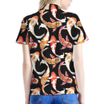 Watercolor Koi Carp Fish Pattern Print Women's Polo Shirt