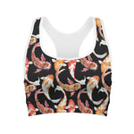 Watercolor Koi Carp Fish Pattern Print Women's Sports Bra