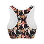 Watercolor Koi Carp Fish Pattern Print Women's Sports Bra
